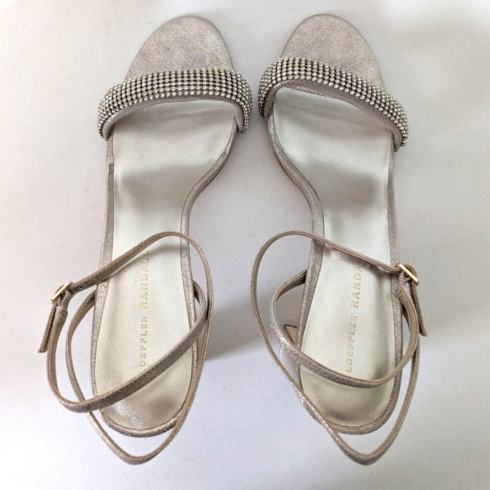 Loeffler Randall Shay Rhinestone Ankle Strap Sandals Heels Metallic Size 11 - Picture 5 of 13